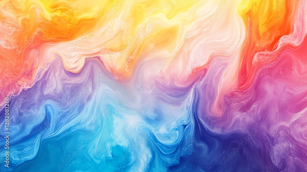 Abstract circular pattern with swirling rainbow colors, vibrant and dynamic, bright and engaging, artistic and playful, futuristic and bold, immersive and fluid