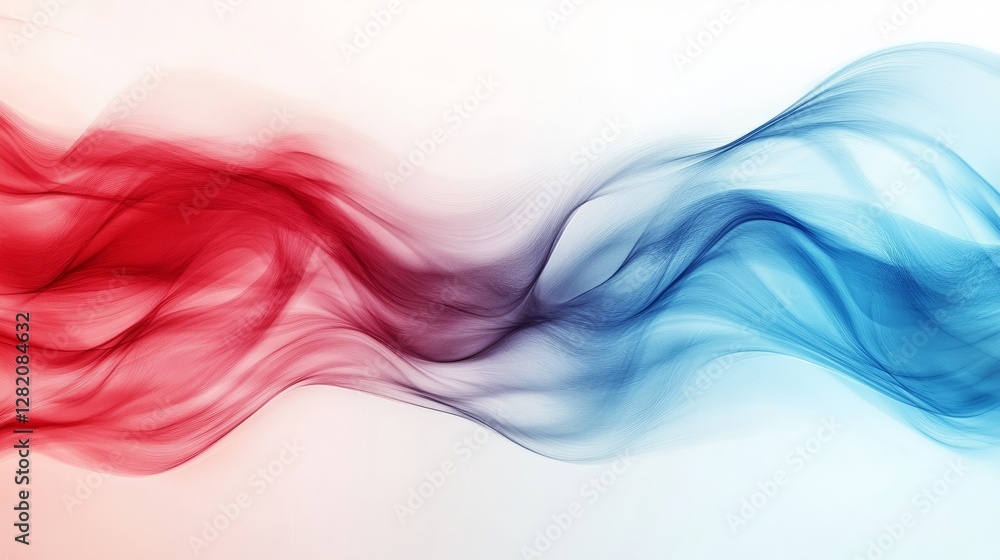 Obraz premium abstract flowing red and blue waves, dynamic and artistic composition, textured and futuristic design, glowing and sharp tones