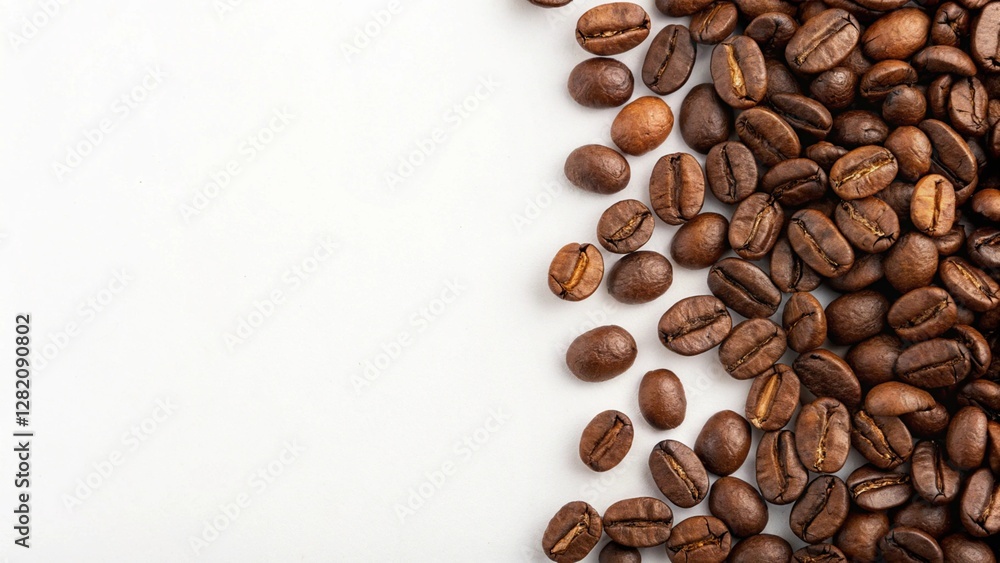 Naklejka premium Roasted Coffee Beans on White Background