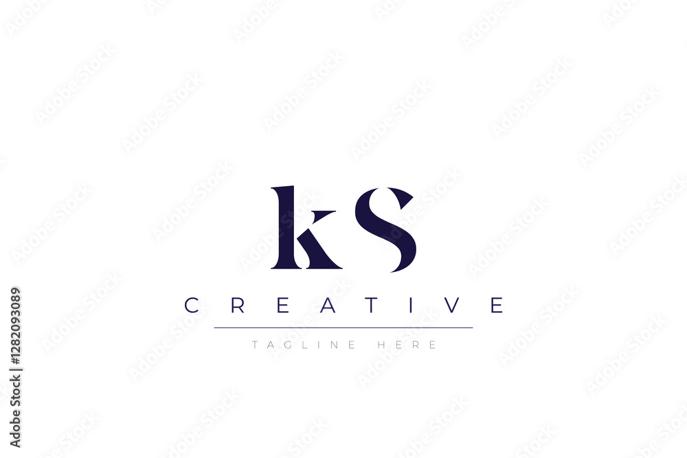 Obraz premium kS abstract minimalist letters Logo Monogram. It is a minimalist logo, this logo is made by combining two letters