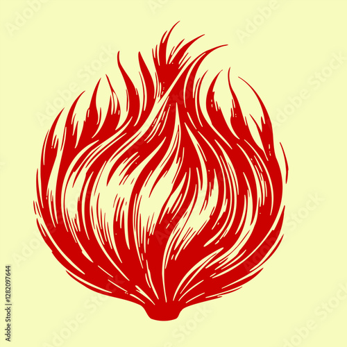 Onion. Vector illustration of spicy red onion. Allium cepa in Latin.

