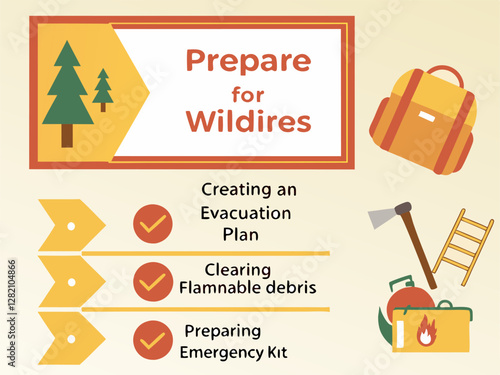Infographic on How to Prepare for Wildfires vector illustration