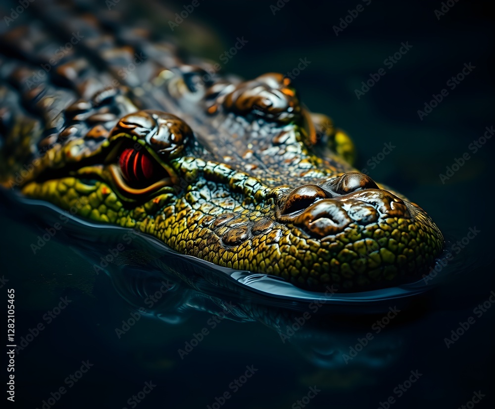 Fototapeta premium enigmatic alligator with its stillness and mesmerizing ripples it creates on swamp's surface embodies harmonious coexistence of apex predators and other wildlife in this captivating ecosystem