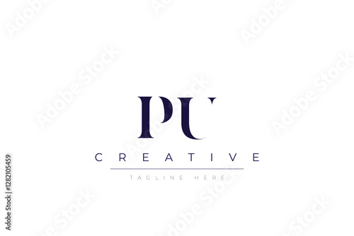 pU abstract  minimalist letters Logo Monogram. It is a minimalist logo, this logo is made by combining two letters