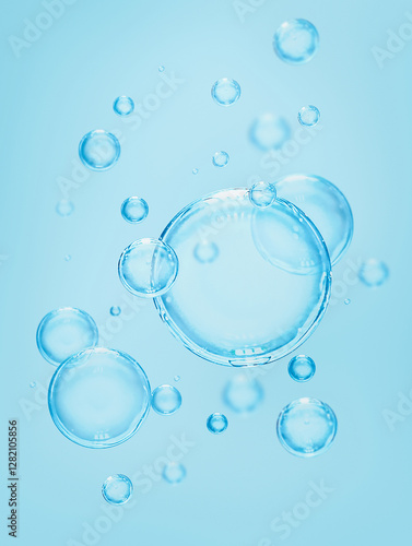 blue background with transparent air bubbles