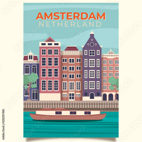 Photography vector illustration of amsterdam city