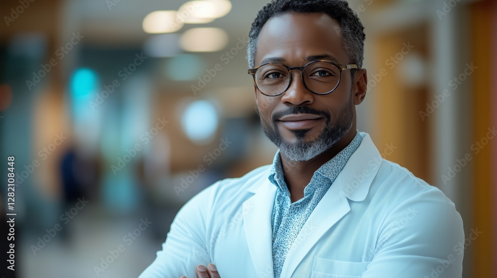 Fototapeta premium Professional doctor standing confidently in bright office