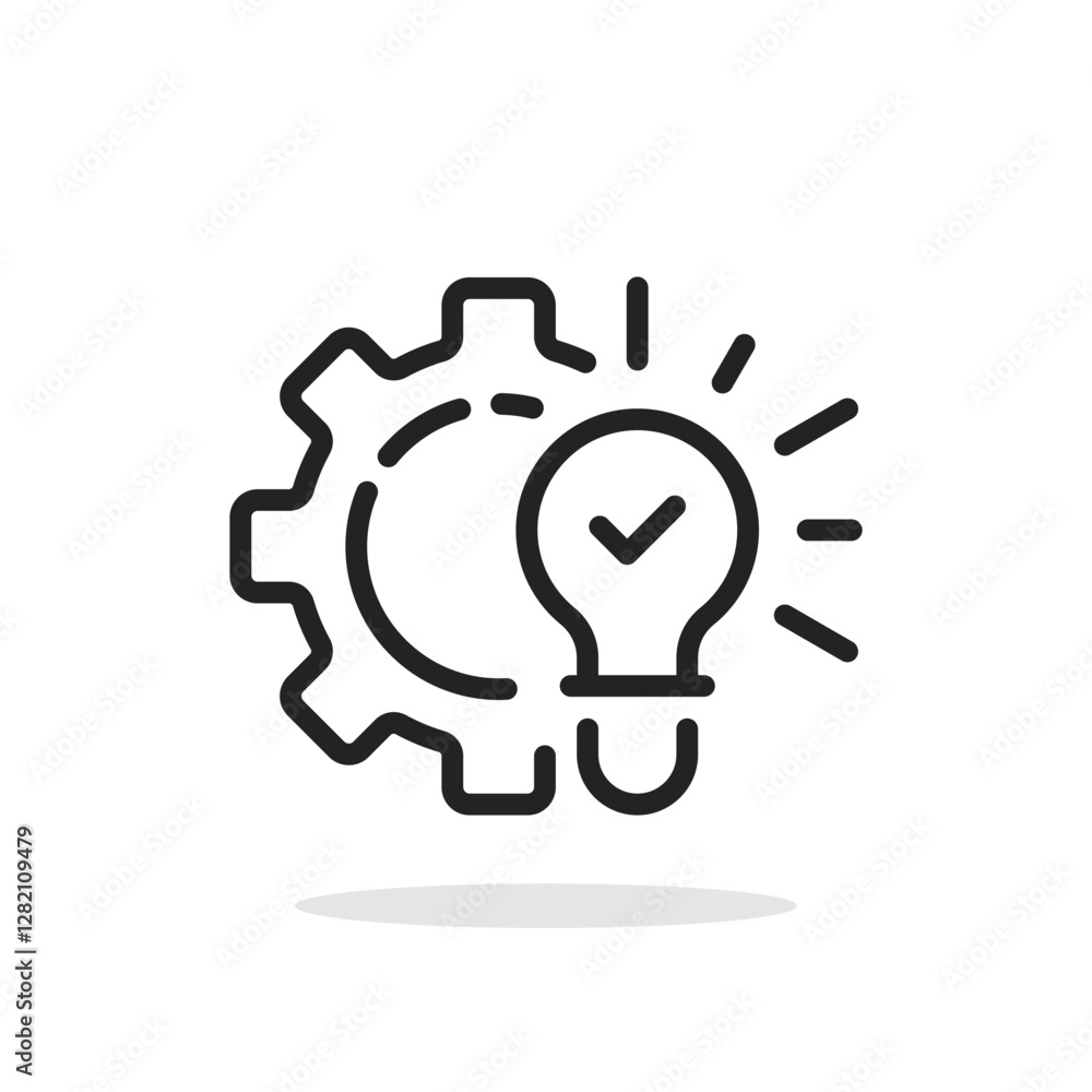 thin line innovation solution icon with gear thin line innovation solution icon with gear