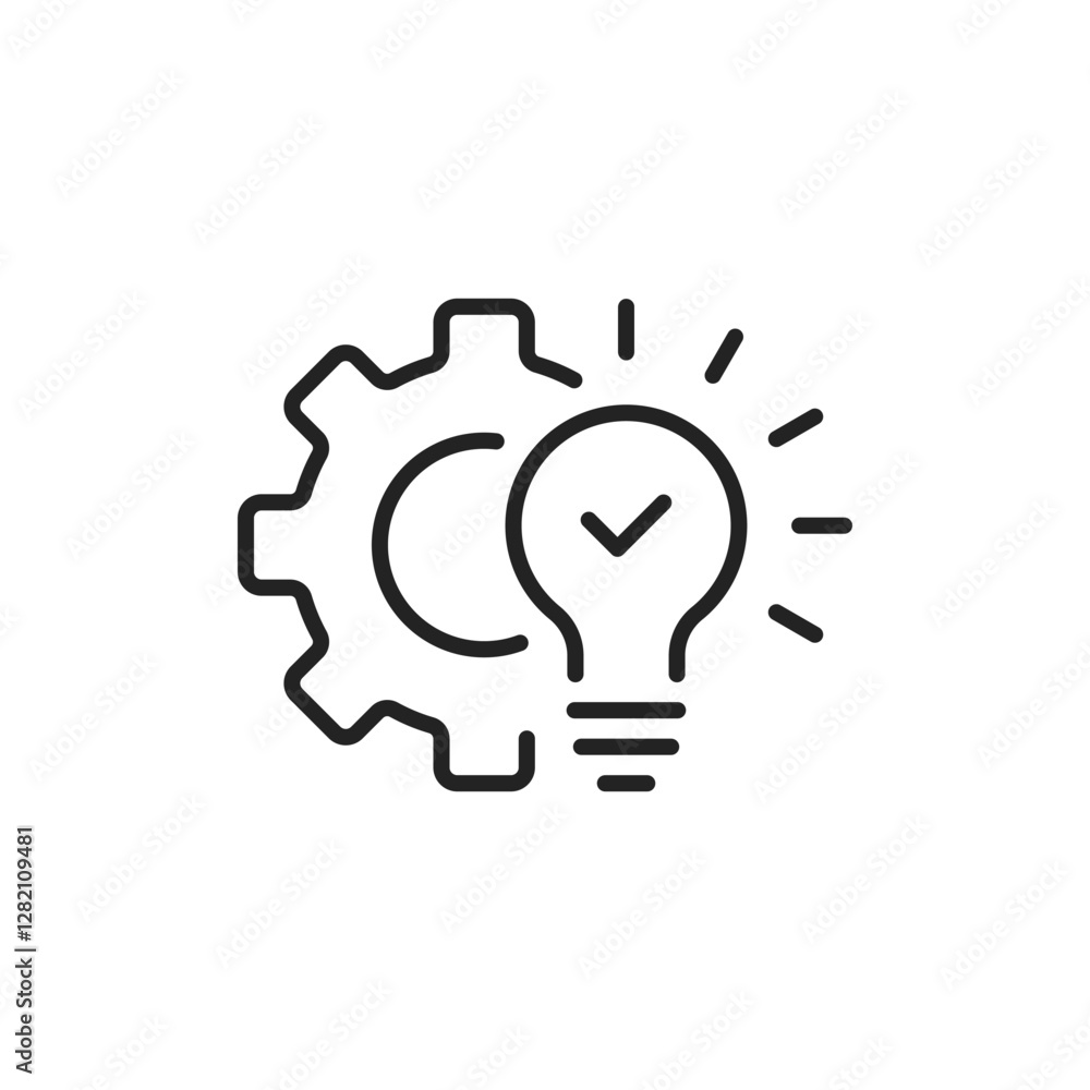 innovation solution like gear and lightbulb icon innovation solution like gear and lightbulb icon