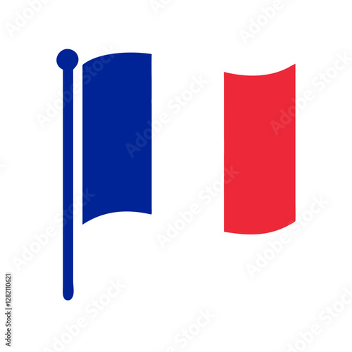 Icon of French flag in blue and red colors for national identity and culture concept