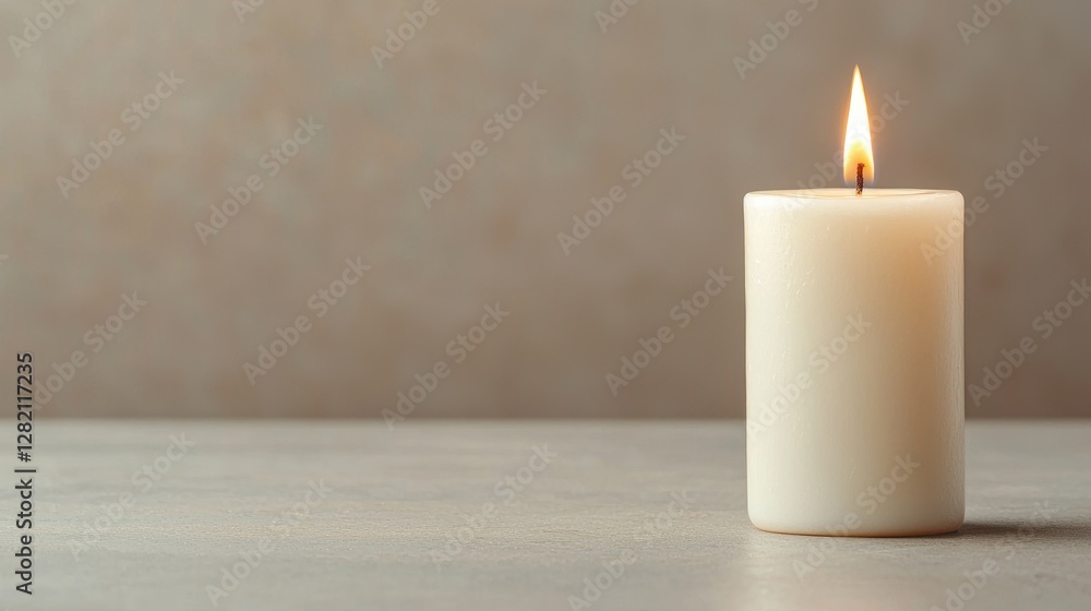 Single candle flame on a table Single candle flame on a table