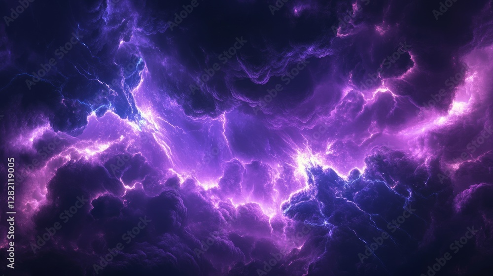 Electric storms swirling in abstract patterns across a dark sky, flashes of neon purple and blue, cosmic energy captured Electric storms swirling in abstract patterns across a dark sky, flashes of neon purple and blue, cosmic energy captured