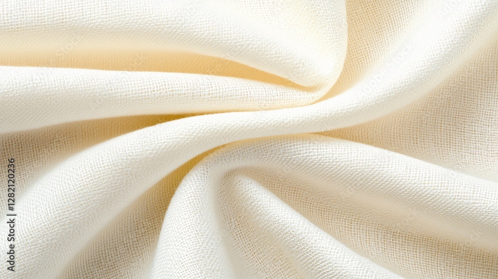 White fabric gently creased and draped across the surface White fabric gently creased and draped across the surface