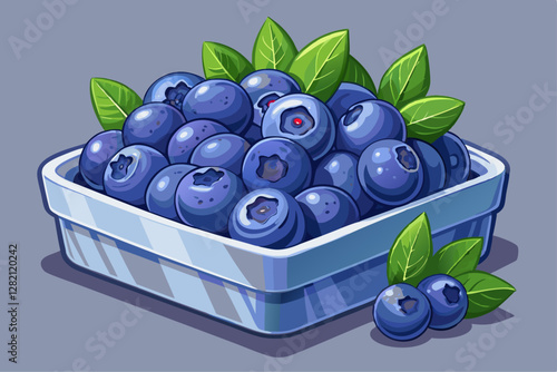 vector of Arandanos frescoes in a plated container on a gray background