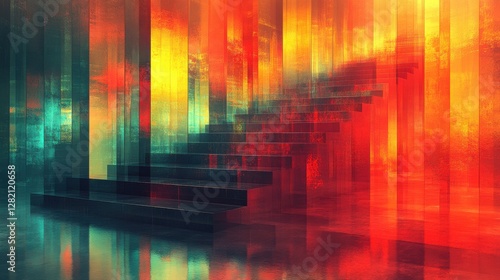 Abstract Minimalist Vector Illustration of Vacant Staircase Design