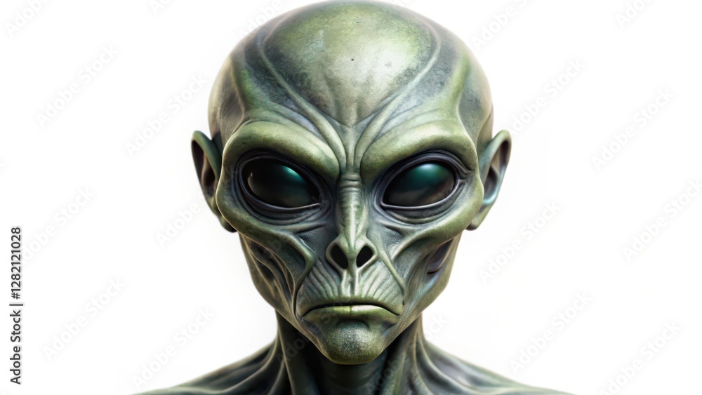 Grey Alien Portrait on White Background Grey Alien Portrait on White Background