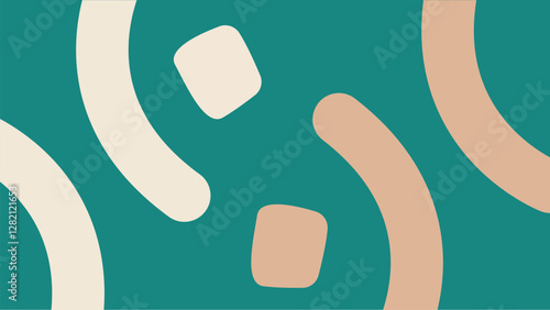 A stylish abstract composition featuring curved typography inspired shapes in teal and beige. Great for branding, web design, social media graphics, and contemporary artistic backgrounds.