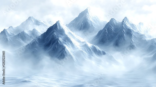 Wallpaper Mural Fog and mist swirling between tall mountain peaks, with scattered clouds drifting by in the cool morning air. Torontodigital.ca