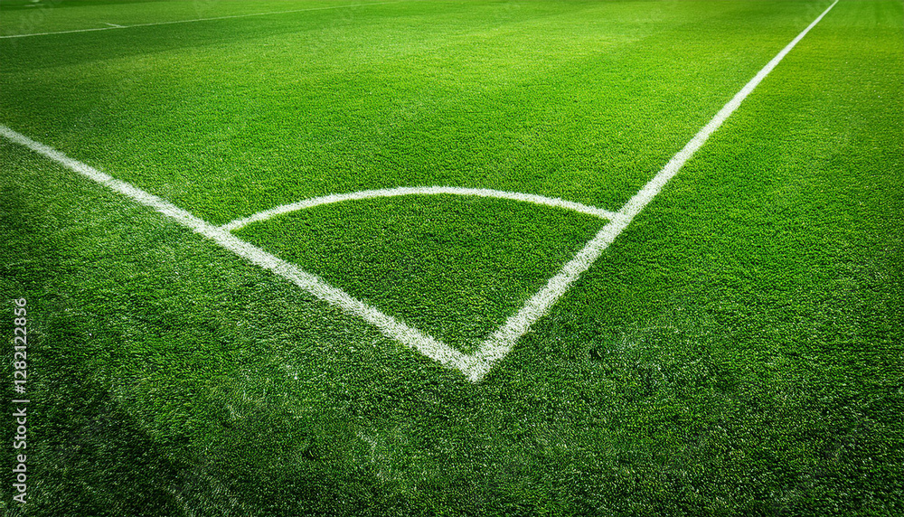 Fototapeta premium crisp green turf soccer field background texture