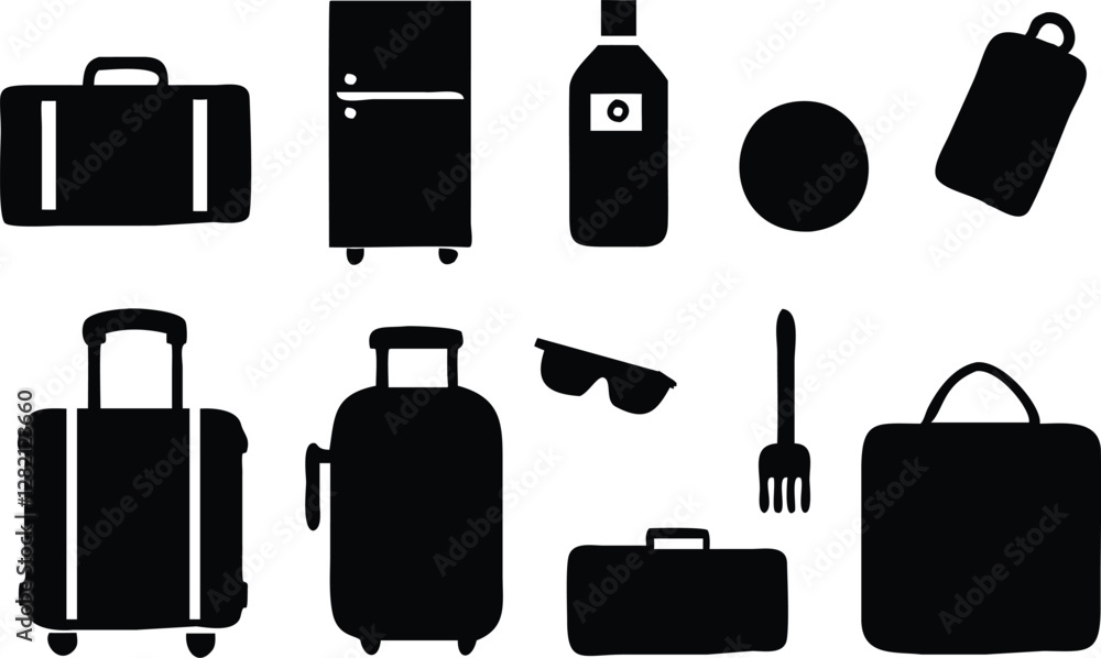 Travel flat icons set. Summer vacations symbols. Traveling, vacation, relax and tourism signs collection. Travel flat icons set. Summer vacations symbols. Traveling, vacation, relax and tourism signs collection.