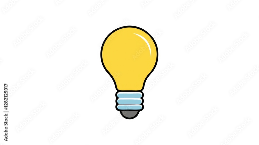 Bright Cartoon Light Bulb Illustration Depicting Innovation and Creativity for Future Success on White Background Bright Cartoon Light Bulb Illustration Depicting Innovation and Creativity for Future Success on White Background