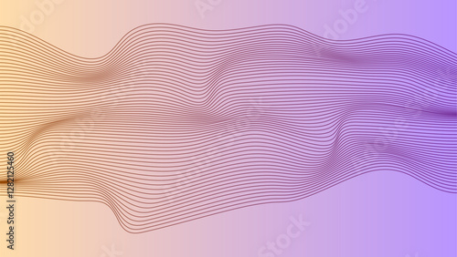 Vector curvy abstract line art wavy flowing dynamic colorful waves on colorful background in concept music or sound, wave, wind, information flow