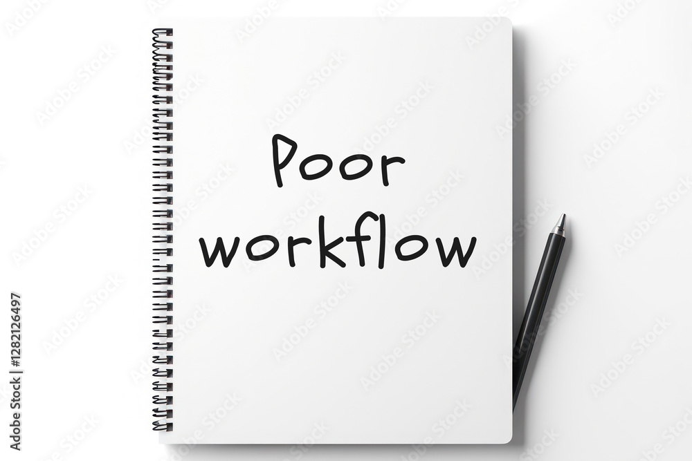 Poor Workflow inscription text words on notepad page Poor Workflow inscription text words on notepad page