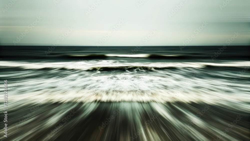 Fototapeta premium Dynamic Coastal Waves Abstract Seascape with Fluid Motion Blur and Vibrant Energy