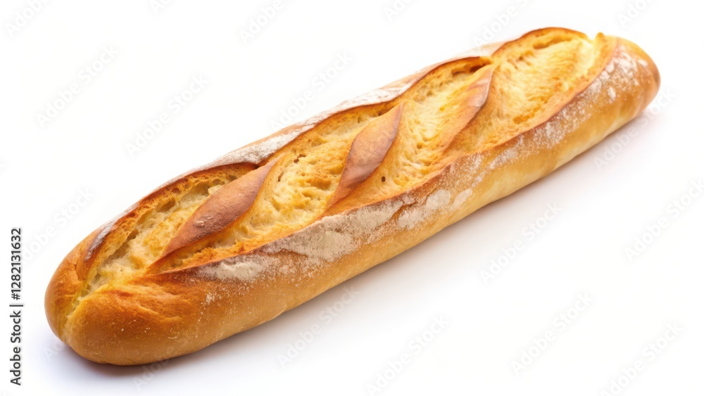 Crusty Bread Loaf on White Background Crusty Bread Loaf on White Background