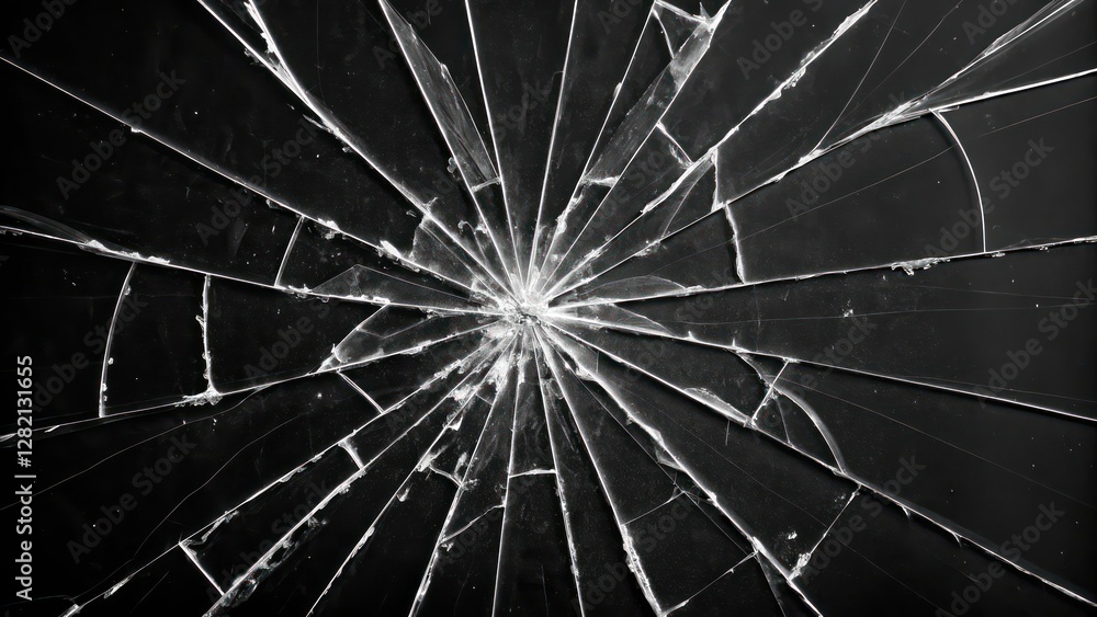 Obraz premium Broken Black Glass Abstract Geometric Design