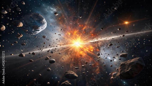 Ethereal Cosmic Meteorite Wallpaper Exploring the Wonders of the Universe and Galaxy