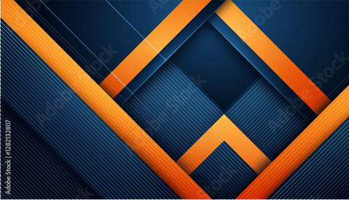 abstract geometric dark blue and orange square theme overlapping background for graphic design vector illustration