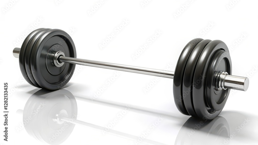 Barbell with Weight Plates on White Background Barbell with Weight Plates on White Background