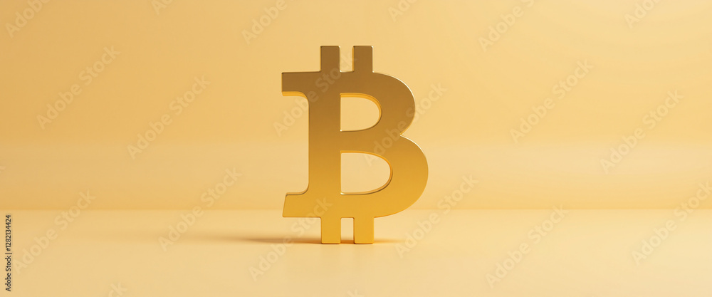 Gold Bitcoin symbol on a soft yellow background, conveying a sense of wealth and investment, representing cryptocurrency and its value Gold Bitcoin symbol on a soft yellow background, conveying a sense of wealth and investment, representing cryptocurrency and its value