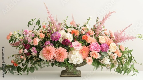 Wallpaper Mural Stunning floral arrangement featuring a variety of pink, peach, and purple flowers in an elegant decorative vase. Torontodigital.ca