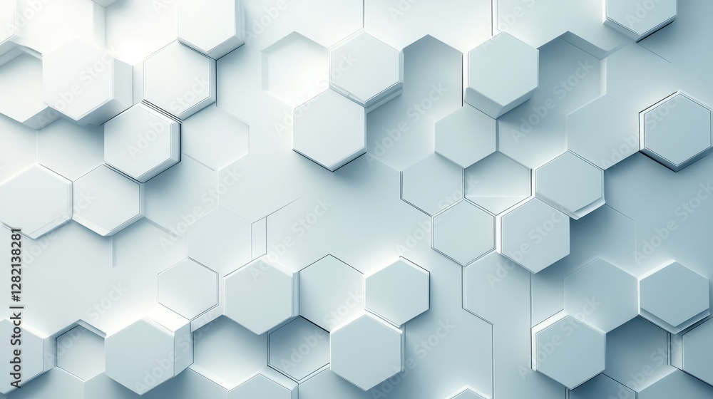 Abstract geometric background featuring a pattern of interlocking hexagons in a soft, cool color palette. Abstract geometric background featuring a pattern of interlocking hexagons in a soft, cool color palette.