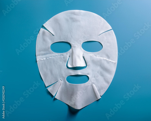 Skincare moisture face mask with collagen or hyaluronic acid, 3D set of white fabric facial mask sheet mockup with gel or cream isolated render icon, cosmetic beauty skin care product