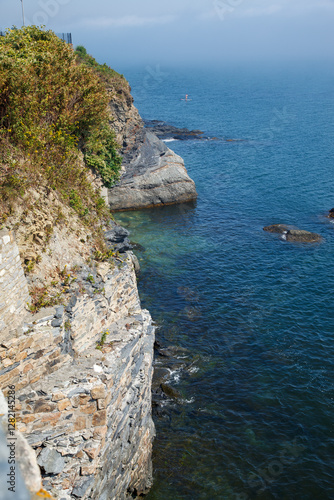 Obraz na płótnie Cliff walk at the shore of the Easton bay in Newport, Rhode Island, USA w salonie