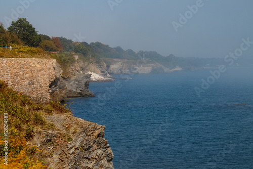Obraz na płótnie Cliff walk at the shore of the Easton bay in Newport, Rhode Island, USA w salonie