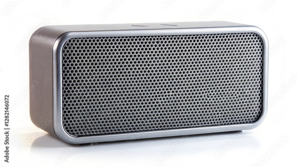 Grey Rectangular Speaker on White Background Grey Rectangular Speaker on White Background