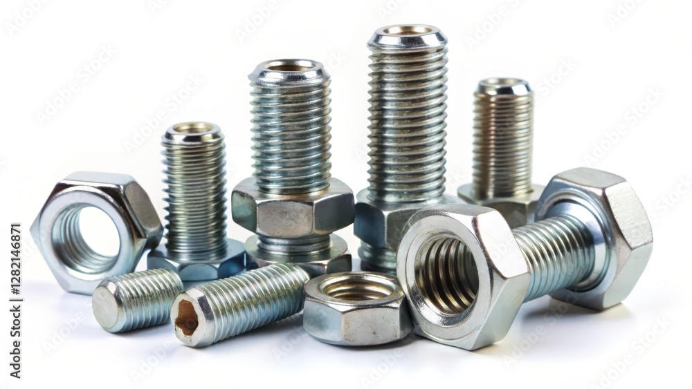 Metal Fasteners on White Background Metal Fasteners on White Background