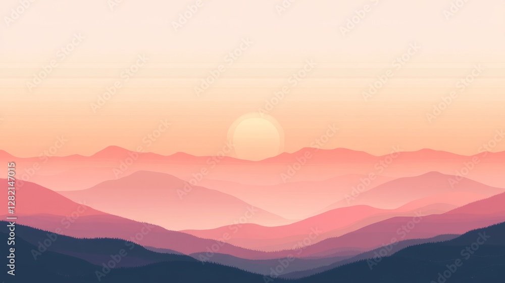 Gradient sunset sky blending soft pink into glowing orange, serene and dreamy atmosphere, peaceful landscape Gradient sunset sky blending soft pink into glowing orange, serene and dreamy atmosphere, peaceful landscape