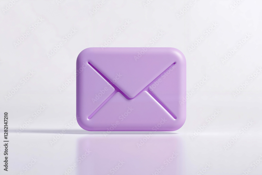 A purple envelope icon on a white surface A purple envelope icon on a white surface