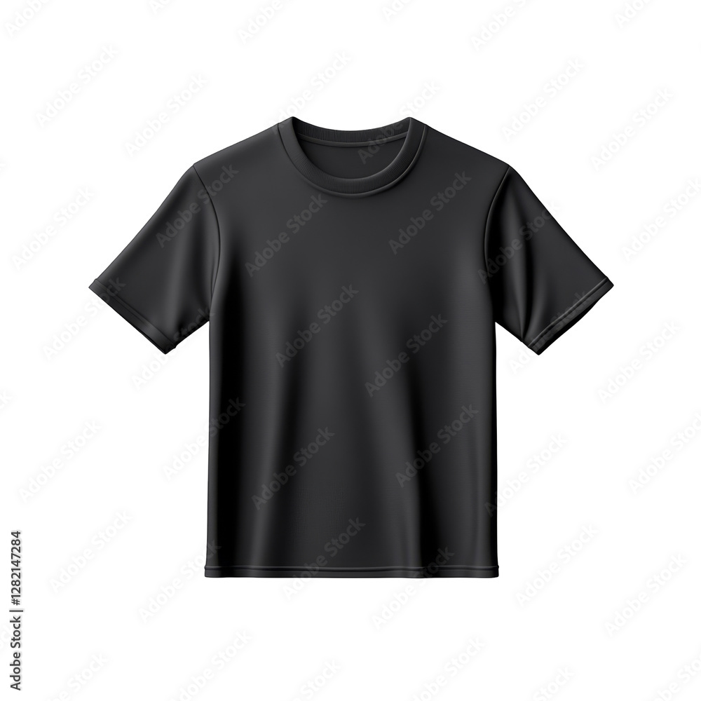 Plain black t-shirt with short sleeves and round neck for casual comfortable everyday wear Plain black t-shirt with short sleeves and round neck for casual comfortable everyday wear