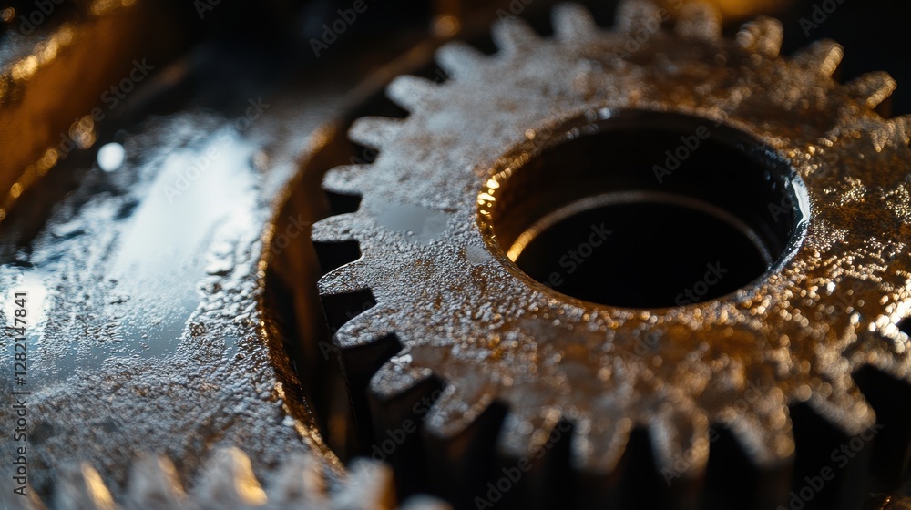 Close-up of shiny metal gears with a glossy finish, exuding a sense of precision and engineering excellence. Close-up of shiny metal gears with a glossy finish, exuding a sense of precision and engineering excellence.