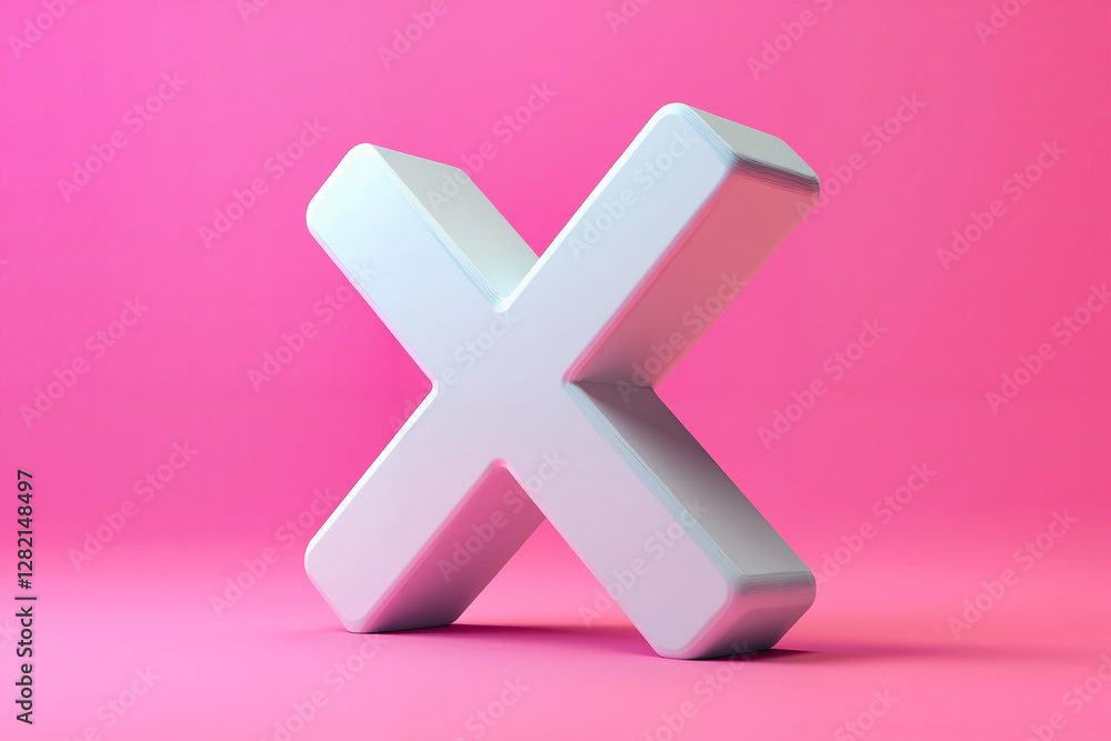 Obraz premium A 3D rendering of the letter X on a pink background