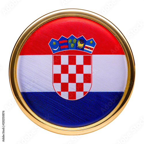 Fotografie クロアチアの国旗のブローチ。白背景。(Croatia flag brooch on white background.)