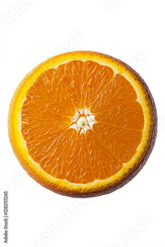 A half of an orange cut in half on a white background
