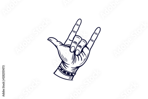 rock hand gesture devil horns silhouette clip art vector illustration