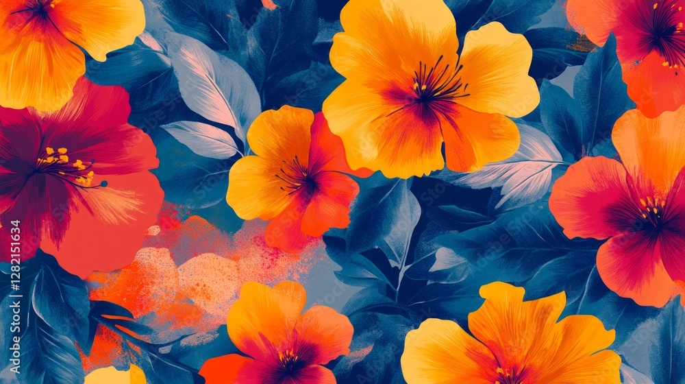 modern floral patterns with bold contrasts and vibrant colors, artistic and dynamic composition, textured and radiant design, bold and cheerful atmosphere modern floral patterns with bold contrasts and vibrant colors, artistic and dynamic composition, textured and radiant design, bold and cheerful atmosphere